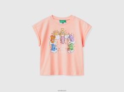 myk rosa Benetton barn t-skjorte med omsorgsbjørnetrykk 20TRB5597