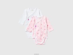myk rosa Benetton barn to langermede bodyer i økologisk bomull 20TRB5884