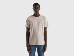 myk rosa Benetton menn rosa t-skjorte i slub bomull 20TRB1240
