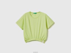 neon gul Benetton barn boxy fit t-skjorte i resirkulert stoff 20TRB5259