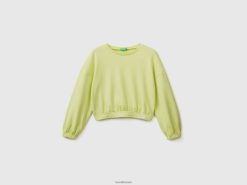 neon gul Benetton barn cropped sweatshirt i resirkulert stoff 20TRB2549