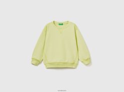 neon gul Benetton barn genser med rund hals i resirkulert stoff 20TRB2267