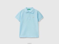 neon himmelblå Benetton barn neonpolo i økologisk bomull 20TRB5137