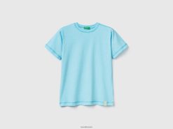 neon himmelblå Benetton barn T-skjorte med rund hals i resirkulert stoff 20TRB4771
