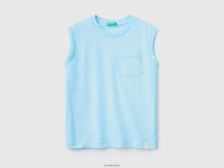 neon himmelblå Benetton barn tank topp i resirkulert stoff 20TRB1694