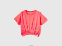 neon oransje Benetton barn boxy fit t-skjorte i resirkulert stoff 20TRB5221