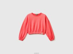 neon oransje Benetton barn cropped sweatshirt i resirkulert stoff 20TRB2518