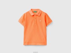 neon oransje Benetton barn neonpolo i økologisk bomull 20TRB2302
