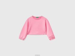 neon rosa Benetton barn cropped sweatshirt i resirkulert stoff 20TRB2924