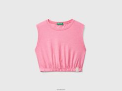 neon rosa Benetton barn kort tank topp i resirkulert stoff 20TRB5281