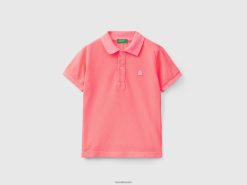 neon rosa Benetton barn neonpolo i økologisk bomull 20TRB2301