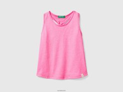 neon rosa Benetton barn tank topp med ryggknute i resirkulert stoff 20TRB2876