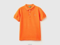 oransje Benetton barn slim fit polo i 100 % økologisk bomull 20TRB1880