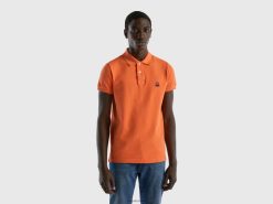 oransje Benetton menn oransje polo med smal passform 20TRB1379