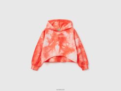 oransje koraller Benetton barn cropped tie-dye hettegenser 20TRB2553