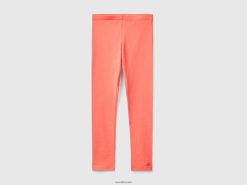 oransje koraller Benetton barn leggings i stretchbomull med logo 20TRB2604