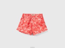 oransje koraller Benetton barn tie-dye shorts med volanger 20TRB5436