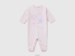 pastell rosa Benetton barn lang genser i ren økologisk bomull 20TRB3174