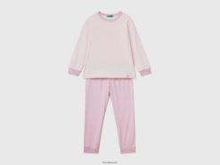 pastell rosa Benetton barn slim fit pyjamas i 100 % bomull 20TRB2022