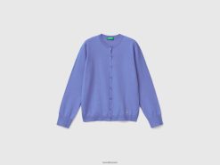 periwinkle Benetton barn cardigan med rund hals i bomullsblanding 20TRB6093