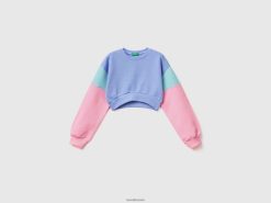 periwinkle Benetton barn colour block cropped sweatshirt 20TRB2529