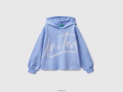 periwinkle Benetton barn cropped sweatshirt med hette 20TRB2547