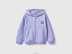 periwinkle Benetton barn hettegenser med glidelås og brodert logo 20TRB5343
