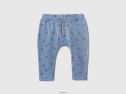 periwinkle Benetton barn mønstrede leggings i bomull i stretch 20TRB5920