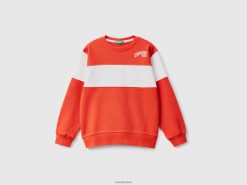 rød Benetton barn colour block sweatshirt med trykk 20TRB1836