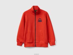 rød Benetton barn genser i ren bomull med glidelås 20TRB4871