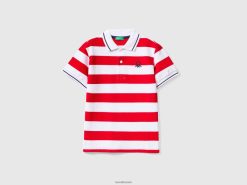 rød Benetton barn kortermet polo med striper 20TRB4893