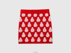 rød Benetton barn rødt miniskjørt med pæremønster 20TRB2725