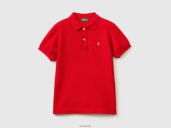 rød Benetton barn slim fit polo i 100 % økologisk bomull 20TRB4896