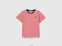rød Benetton barn stripet t-skjorte i bomull 20TRB2221