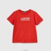 rød Benetton barn T-skjorte i 100 % bomull med logo 20TRB2182