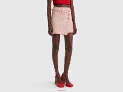 rød Benetton kvinner miniskjørt i tweed 20TRB4174