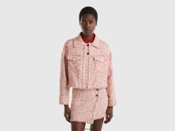 rød Benetton kvinner rød bouclã© jakke 20TRB3737