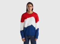 rød Benetton menn fargeblokkgenser 20TRB1138