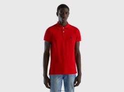 rød Benetton menn rød slim fit polo 20TRB1407