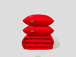 rød Benettondynetrekk 255x200 cm og to putevar 20TRB3326