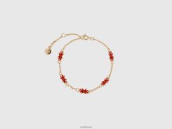 rød korall Benetton kvinner armbånd med korallrøde logoer 20TRB715
