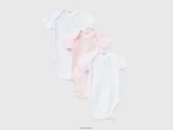 rosa Benetton barn body-sett i ensfarget økologisk bomull 20TRB3211