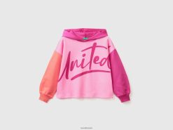 rosa Benetton barn cropped sweatshirt med hette 20TRB5309