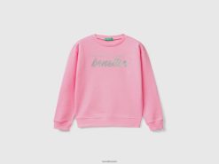 rosa Benetton barn Genser i 100 % bomull med logo 20TRB2523