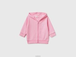 rosa Benetton barn genser med hette i økologisk bomull 20TRB5818