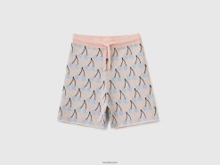 rosa Benetton barn rosa bermudaer med kirsebærmønster 20TRB1972