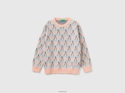 rosa Benetton barn rosa genser med kirsebærmønster 20TRB6066