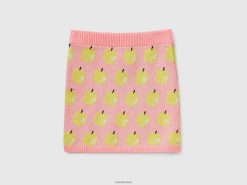 rosa Benetton barn rosa miniskjørt med eplemønster 20TRB5491
