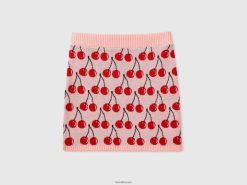 rosa Benetton barn rosa miniskjørt med kirsebærmønster 20TRB5492