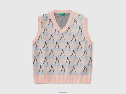 rosa Benetton barn rosa vest med kirsebærmønster 20TRB6047